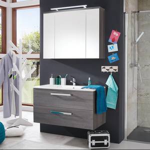 Armoire de toilette Adamo I Imitation chêne argent cendré - Largeur : 96 cm - Avec éclairage