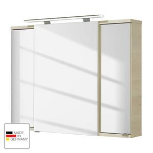 Spiegelkast Fresh Line (inclusief verlic (incl. verlichting) - Ida lichte pijnboomhouten look/hoogglans wit - Breedte: 100 cm