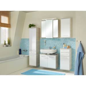 Armoire de toilette Fresh Line (avec écl Imitation pin Ida clair / Blanc brillant - Largeur : 75 cm