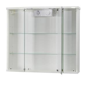 Armadietto a specchio Funa LED Bianco - Materiale a base lignea - Vetro - 68 x 60 x 22 cm