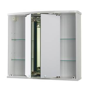 Armadietto a specchio Funa LED Bianco - Materiale a base lignea - Vetro - 68 x 60 x 22 cm