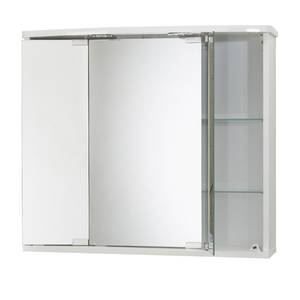 Armadietto a specchio Funa LED Bianco - Materiale a base lignea - Vetro - 68 x 60 x 22 cm