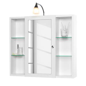 Spiegelschrank Latina (mit Beleuchtung) Weiß - Holzwerkstoff - 72 x 78 x 17 cm