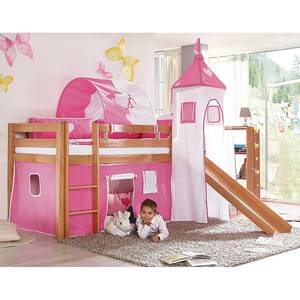 Kinderbed Alex houtkleurig - rondom beveiligd - wit/roze