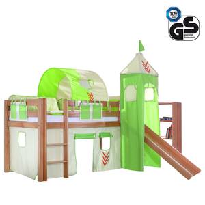 Spielbett Alex Buche massiv - mit Rutsche, Turm und Textilset Indianer