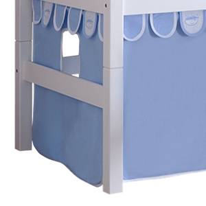 Spielbett Eliyas mit Rutsche, Vorhang, Tunnel und Tasche Buche weiß/Textil Blau-Boy