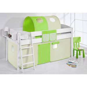 Spielbett IDA 4105 Grün Beige Teilbares Systemhochbett LILOKIDS - mit Vorhang - weiß
