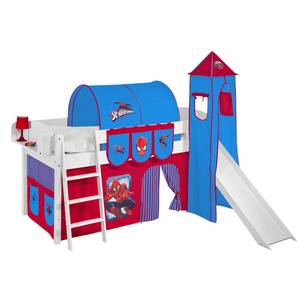 Spielbett IDA 4105 Spiderman weiß - mit Turm, Rutsche und Vorhang