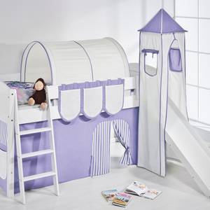 Spielbett IDA 4106 Lila Beige Teilbares Systemhochbett LILOKIDS - mit Turm und Rutsche inkl. Vorhang - weiß