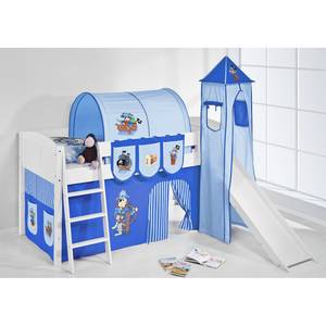 Spielbett IDA 4106 Pirat Blau Teilbares Systemhochbett LILOKIDS - mit Turm und Rutsche inkl. Vorhang - weiß