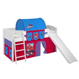 Spielbett IDA 4106 Spiderman weiß - mit Rutsche und Vorhang