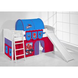 Spielbett IDA 4106 Spiderman weiß - mit Rutsche und Vorhang