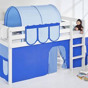 Spielbett JELLE Blau Hochbett LILOKIDS - mit Vorhang - weiß - 90 x 190 cm