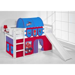 Spielbett JELLE Spiderman weiß - mit Rutsche und Vorhang