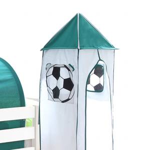 Lit ludique Kasper Goal Pin massif Blanc / Vert Avec tunnel, matelas et sommier