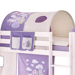 Lit ludique Kasper II Pin massif Violet Avec tunnel, matelas et sommier