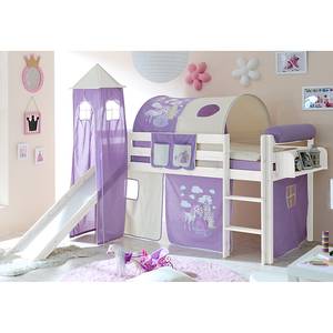 Lit ludique Kasper II Pin massif Violet Avec tunnel, matelas et sommier