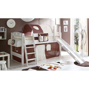 Lit ludique Kenny Pin massif / Tissu Blanc Marron Beige Epicéa blanc