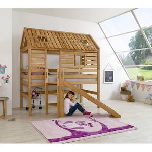 Letto bambini La capanna dello zio Tom con scivolo - Legno massello, oliato