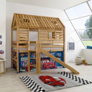 Spielbett Tom´s Hütte (mit Rutsche) Buche massiv/Textil - Geölt/Disney Cars