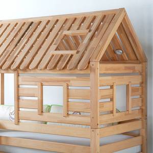 Spielbett Tom´s Hütte (mit Rutsche) Buche massiv/Textil - Geölt/Kleider