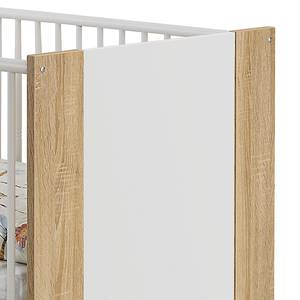 Lit à barreaux Samira Imitation chêne / Blanc alpin - Sans tiroir de lit à roulettes