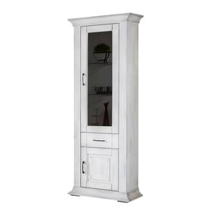 Armoire vitrine Aylin Peuplier partiellement massif Blanc antique - Porte en verre à droite - Sans éclairage