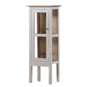 Meuble vitrine Nolada Bois massif vieilli Gris