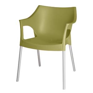 Sedia impilabile Pole (in set da 2) Materiale sintetico/Alluminio verde oliva/Colori cromati