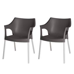 Chaises empilables Pole (lot de 2) Plastique / Aluminium - Chocolat / Couleur chrome