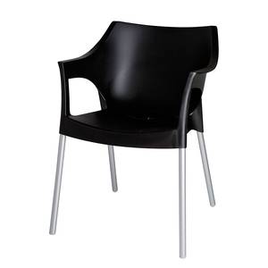 Chaises empilables Pole (lot de 2) Plastique / Aluminium - Noir / Aluminium