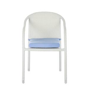 Sedia da giardino White Beach (set 2) Polyrattan/Tessuto bianco /Blu chiaro