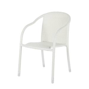 Sedia da giardino White Beach (set 2) Polyrattan/Tessuto bianco /Blu chiaro