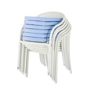 Sedia da giardino White Beach (set 2) Polyrattan/Tessuto bianco /Blu chiaro