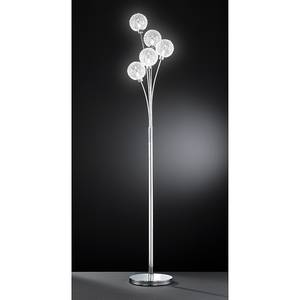 Staande lamp Arc 5 lichtbronnen- met voetschakelaar - glas met vlechtwerk