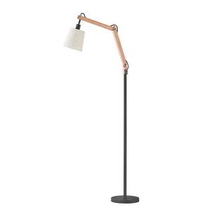 Lampadaire Janko Hêtre massif / Métal - 1 ampoule - Noir / Hêtre