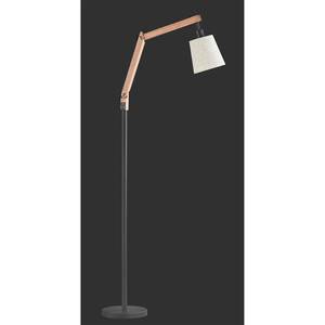 Lampadaire Janko Hêtre massif / Métal - 1 ampoule - Noir / Hêtre