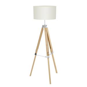 Lampadaire Tripod Lantada Tissu / Hêtre massif - 1 ampoule - Beige / Hêtre clair