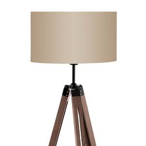 Lampadaire Tripod Lantada Tissu / Hêtre massif - 1 ampoule - Cappuccino / Hêtre marron foncé