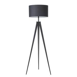 Staande lamp Tripod Asmo ijzer/geweven stof - 1 lichtbron - Zwart