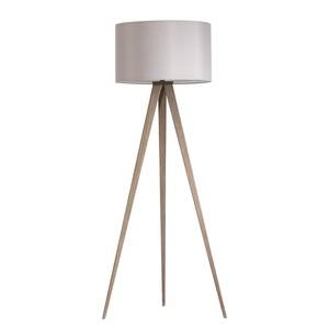 Lampadaire Tripod Iver Tissu / Acier - 1 ampoule - Imitation chêne truffier / Gris minéral