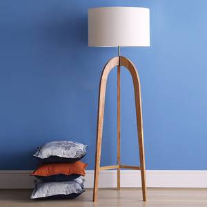 Lampadaire Varn Coton / Pin massif - 1 ampoule - Beige / Épicéa