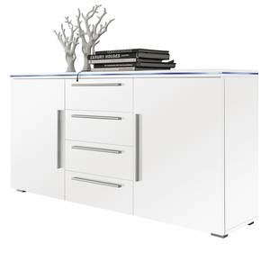 Stripe Sideboard Weiß Hochglanz - mit 2 Türen und 4 Schubkästen