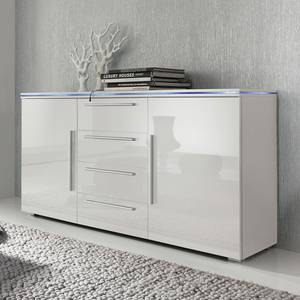 Stripe Sideboard Weiß Hochglanz - mit 2 Türen und 4 Schubkästen