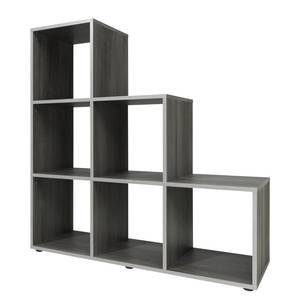 Open kast P82 I Zilverkleurig/eikenhouten look