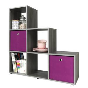 Open kast P82 I Zilverkleurig/eikenhouten look