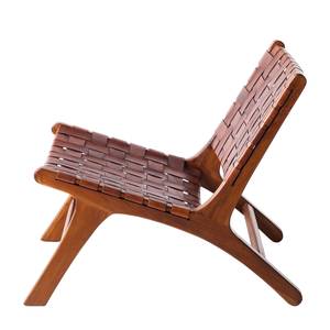 Stuhl BOURBOURG Echtleder / Teak massiv - Braun / Teak