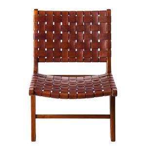 Sedia BOURBOURG Vera pelle / Teak massello - Marrone / Teak