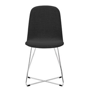 Chaises rembourrées Eske I (lot de 2) Tissu / Acier chromé - Tissu Vesta : Anthracite