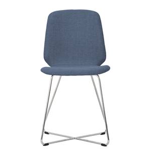 Chaises rembourrées Eske II (lot de 2) Tissu / Métal chromé - Tissu Vesta : Bleu clair